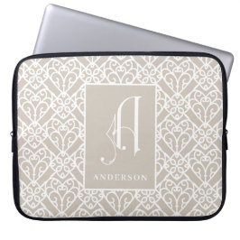 Elegant geografisk mönster Monogram, efternamn Laptop Fodral