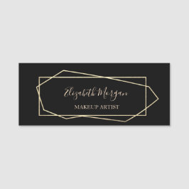 Elegant Geometric, Black, Makeup-artist Namnbricka