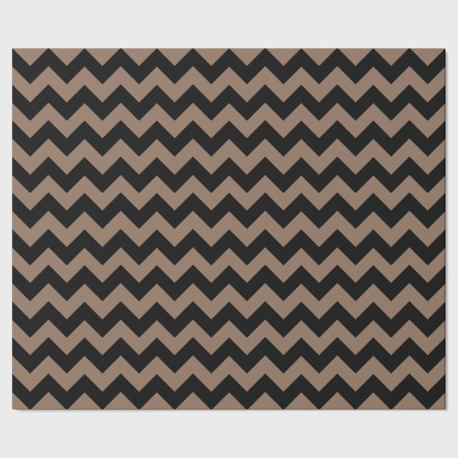 Elegant Geometric Black och Brown Chevron Mönster Presentpapper (Seam)