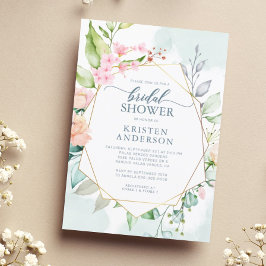 Elegant Geometric Blommigt Watercolor Möhippa Inbjudningar