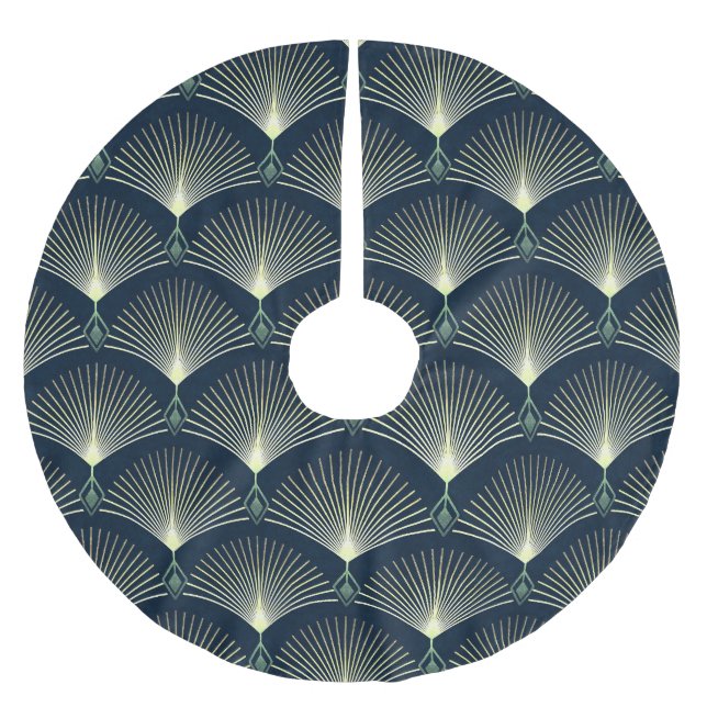 Elegant Geometric: Blue Art Deco. Julgransmatta Borstad Polyester (Framsidan)