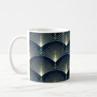Elegant Geometric: Blue Art Deco. Kaffemugg