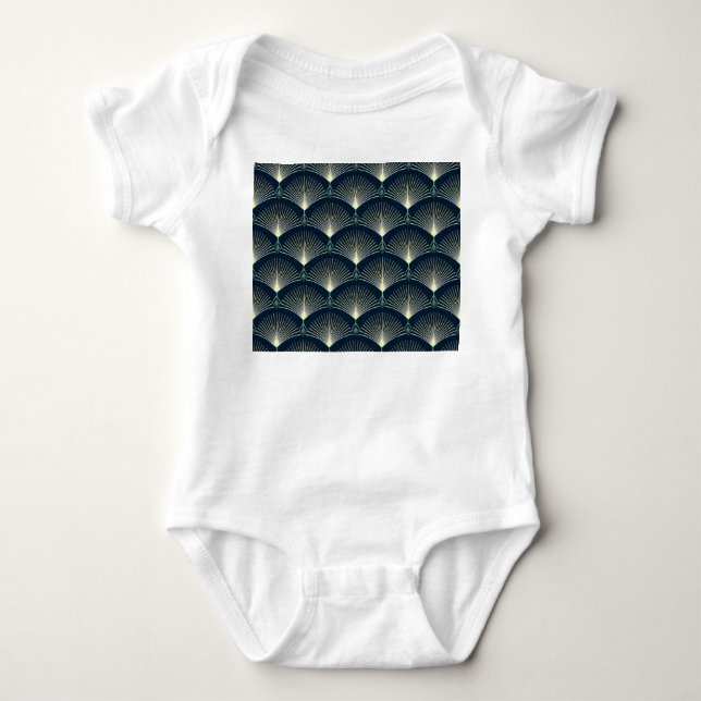 Elegant Geometric: Blue Art Deco. T Shirt (Framsida)
