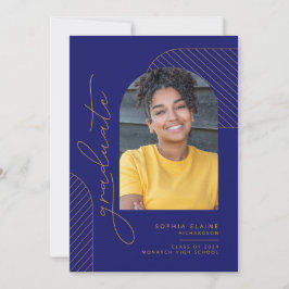 Elegant Geometric Blue Gult Guld Studenten Meddelande