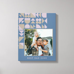 Elegant Geometric Dusty Blue Personlig Photo Canvastryck