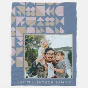 Elegant Geometric Dusty Blue Personlig Photo Fleecefilt