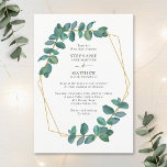 Elegant Geometric Eucalyptus Löv Bröllop Inbjudningar<br><div class="desc">Dessa botaniska bröllopsinbjudningar har en elegant eucalyptus löv-design med ett modernt geometriskt gräns. Anpassa med texten. Matchande kontorsmaterial är också tillgängligt.</div>