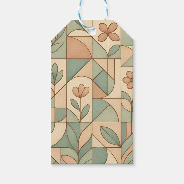 Elegant Geometric Floral Pattern Presentetikett (Framsidan)