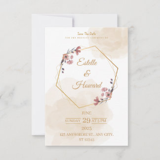 Elegant Geometric Floral Save The Date Card Tack Kort
