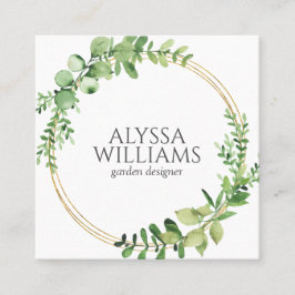 Elegant Geometric Greenery Eucalyptus Fyrkantigt Visitkort