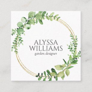 Elegant Geometric Greenery Eucalyptus Fyrkantigt Visitkort