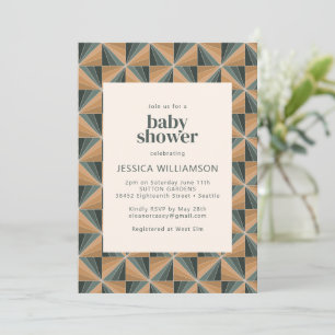 Elegant Geometric Grönt Baby Shower Inbjudningar