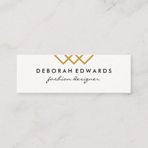 Elegant Geometric Guld Linjer Black White Mini Visitkort