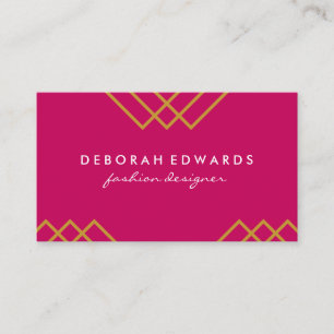 Elegant Geometric Guld Linjer Shock rosa Black Visitkort
