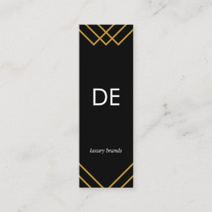 Elegant Geometric Guld Linjer Simple Black Mini Visitkort