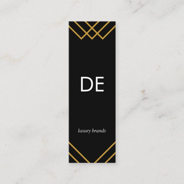 Elegant Geometric Guld Linjer Simple Black Mini Visitkort (Framsida)
