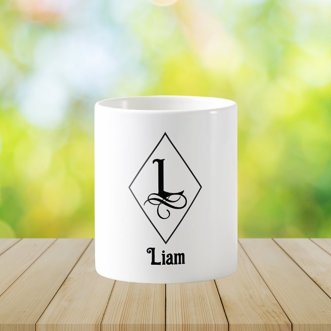 Elegant Geometric Initial Monogram L Kaffemugg (Skapare uppladdad)