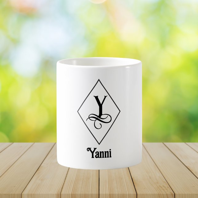 Elegant Geometric Initial Monogram Y Kaffemugg (Skapare uppladdad)