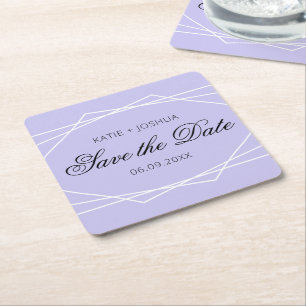 Elegant Geometric Lavender Spara datum Underlägg Papper Kvadrat