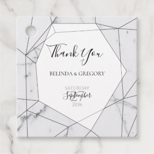 Elegant Geometric Marble Bröllop Gift Gåvor Etiketter