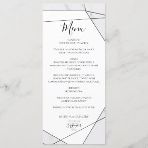 Elegant Geometric Marble Bröllop Meny