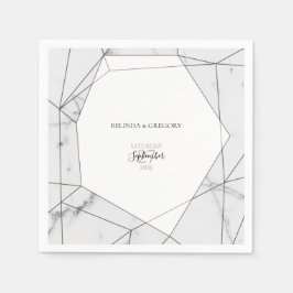 Elegant Geometric Marble Bröllop Pappersservett