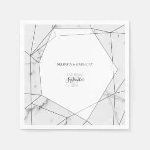 Elegant Geometric Marble Bröllop Pappersservett