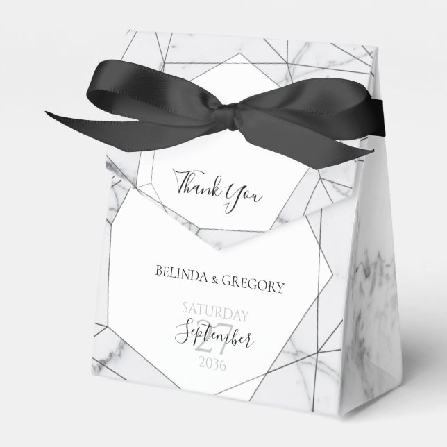 Elegant Geometric Marble Bröllop Presentaskar (Framsidan Sidan)