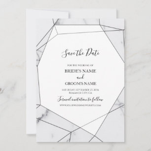 Elegant Geometric Marble Bröllop Spara Datumet