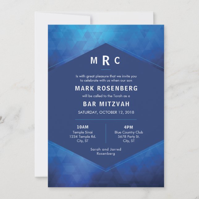 Elegant Geometric med Diamond Struktur Pub Mitzvah Inbjudningar (Framsida)