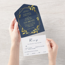 Elegant Geometric Modern Royal Blue Navy Bröllop