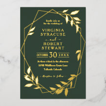 Elegant Geometric Modern Royal Mörk grönt Bröllop