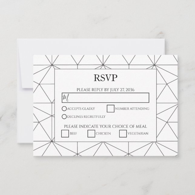 Elegant Geometric Mönster Bröllop OSA Card (Framsida)