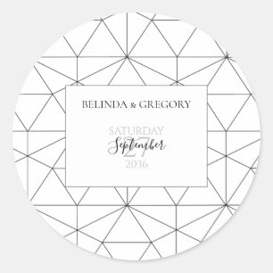 Elegant Geometric Mönster Bröllop Runt Klistermärke