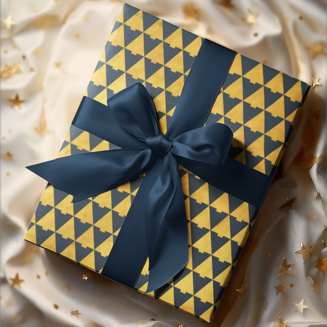 Elegant Geometric Navy Blue Julgran Helgdag Presentpapper (Skapare uppladdad)