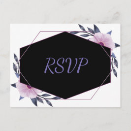 Elegant Geometric ram lila blommigt osa Inbjudan Vykort