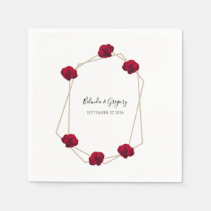 Elegant Geometric Röd ros Bröllop Pappersservett