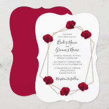 Elegant Geometric Röd ros bröllopsinbjudningar