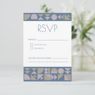 Elegant Geometric Shapes Dusty Blue Modern Bröllop OSA Kort