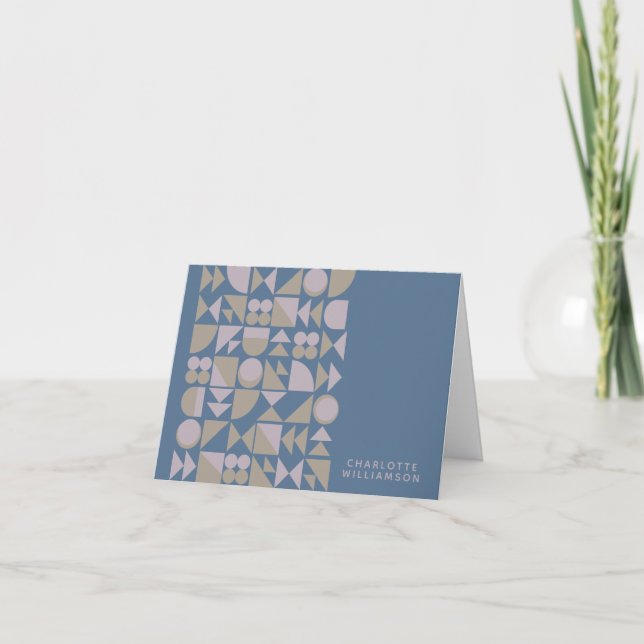 Elegant Geometric Shapes Dusty Blue-Personlig Anteckningskort (Framsida)