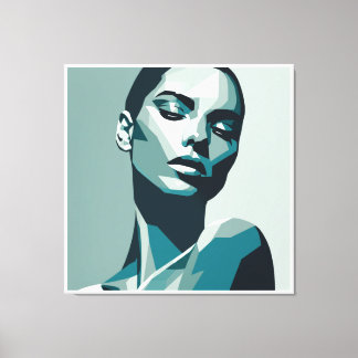 Elegant Geometric Woman Porträtt - abstrakt design Canvastryck