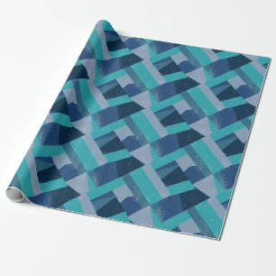 Elegant Geometrisk Abstrakt blå och turkos Presentpapper