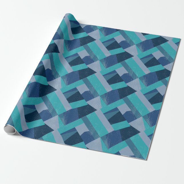 Elegant Geometrisk Abstrakt blå och turkos Presentpapper (Utrullad)