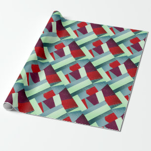 Elegant Geometrisk Abstrakt Röd Grått Turkos Presentpapper