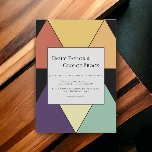Elegant Geometrisk Abstrakt Stilren Modern Bröllop Inbjudningar (Skapare uppladdad)