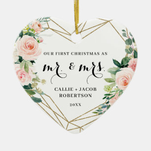 Elegant Geometrisk Blommigt Första jul Julgransprydnad Keramik
