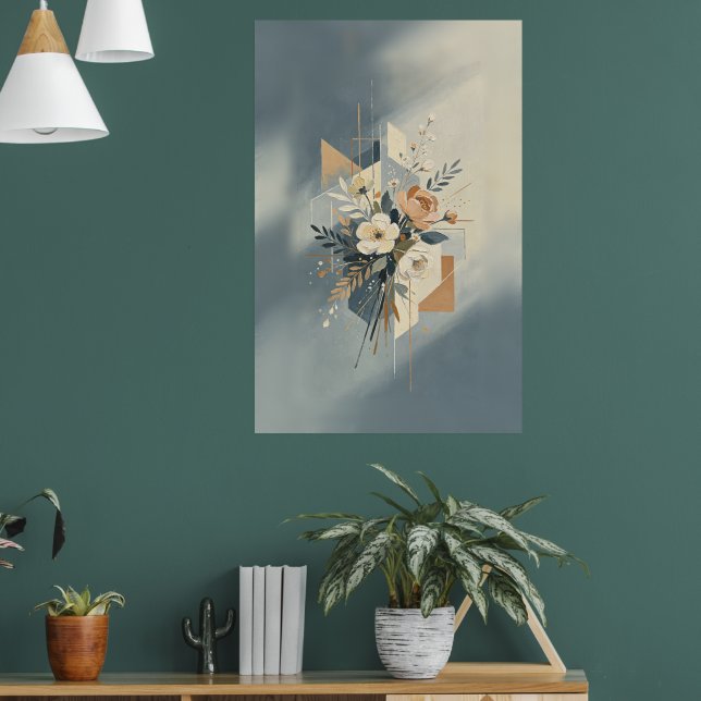 Elegant geometrisk botanisk konst poster (Vardagsrum 1)