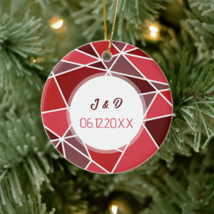 Elegant Geometrisk Bröllop Julgransprydnad Keramik