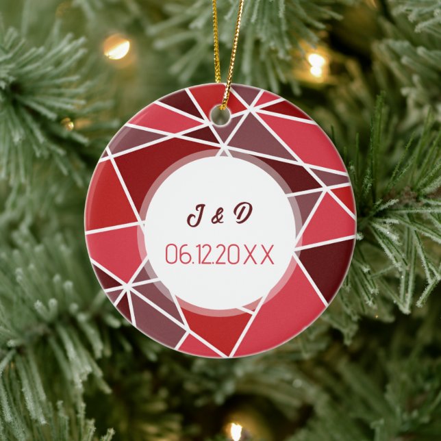 Elegant Geometrisk Bröllop Julgransprydnad Keramik (Träd)