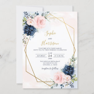 Elegant Geometrisk flotta och Blommigten Bröllop Inbjudningar